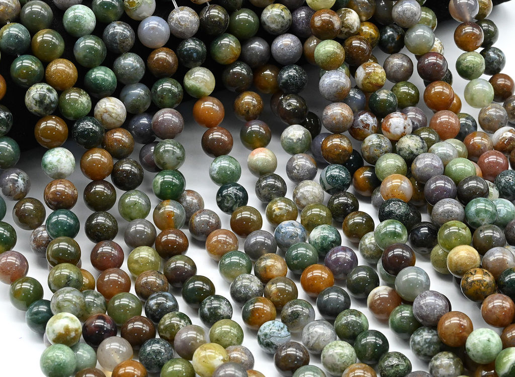 Бусины из агата индийского шарик 10мм, 37см, 36 бусин Радуга камня