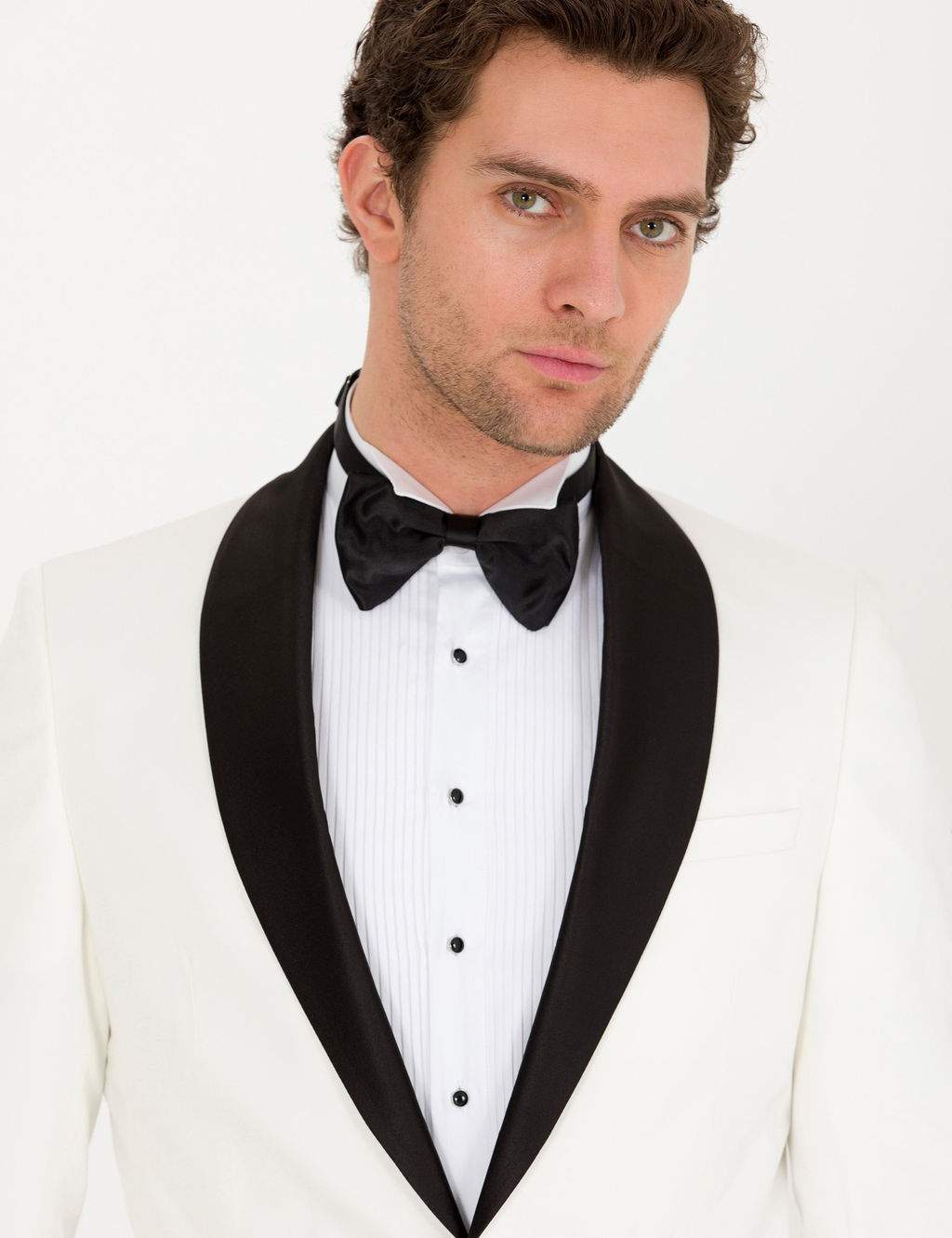 Белый приталенный костюм-смокинг для жениха - Cacharel фото 2