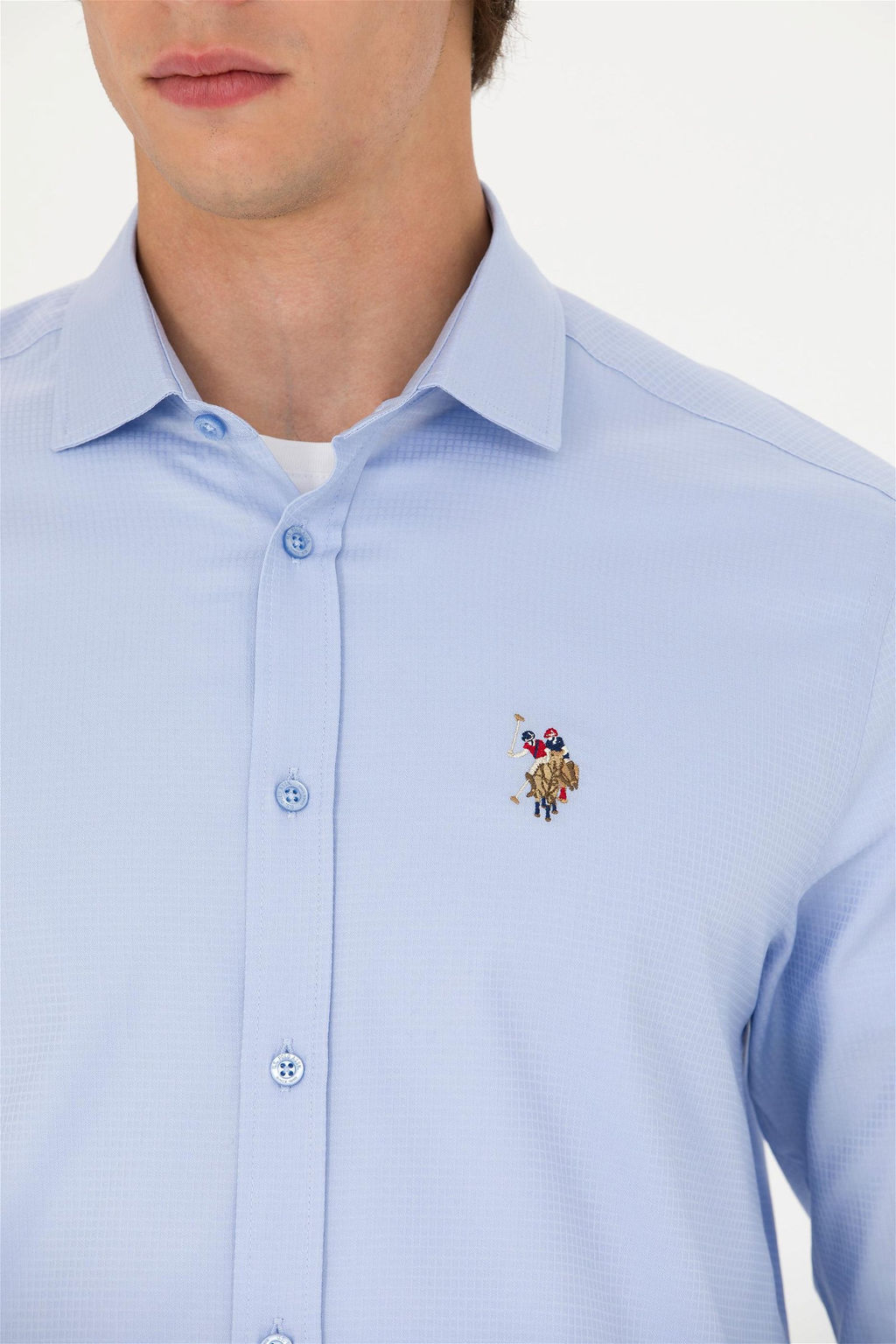 U. S. Polo Assn Мужская синяя рубашка с длинным рукавом - U.s. polo assn фото 14