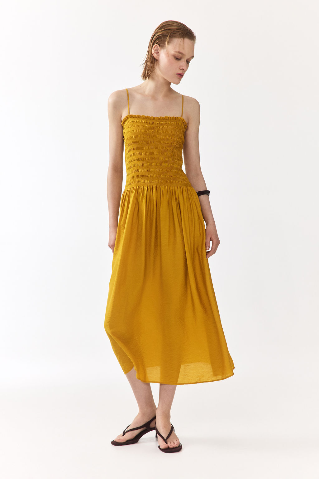 Vestido de tirantes con cuerpo nido de abeja - H&m фото 4
