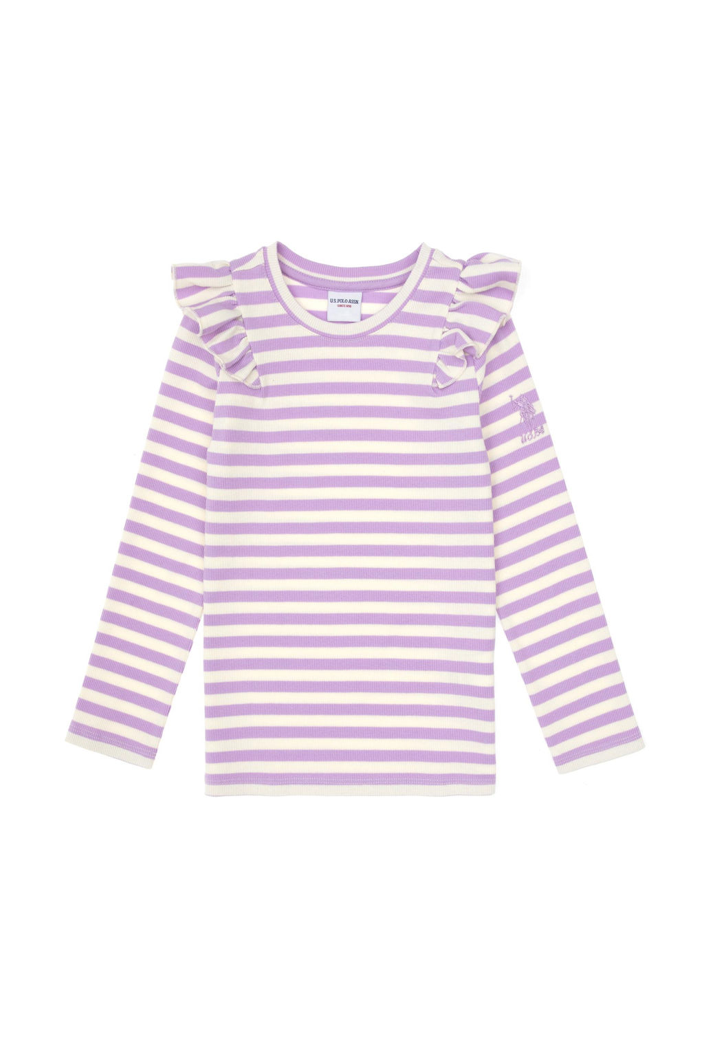 K_z _ocuk Lila _izgili Bisiklet Yaka Sweatshirt - U.s. polo assn фото 2