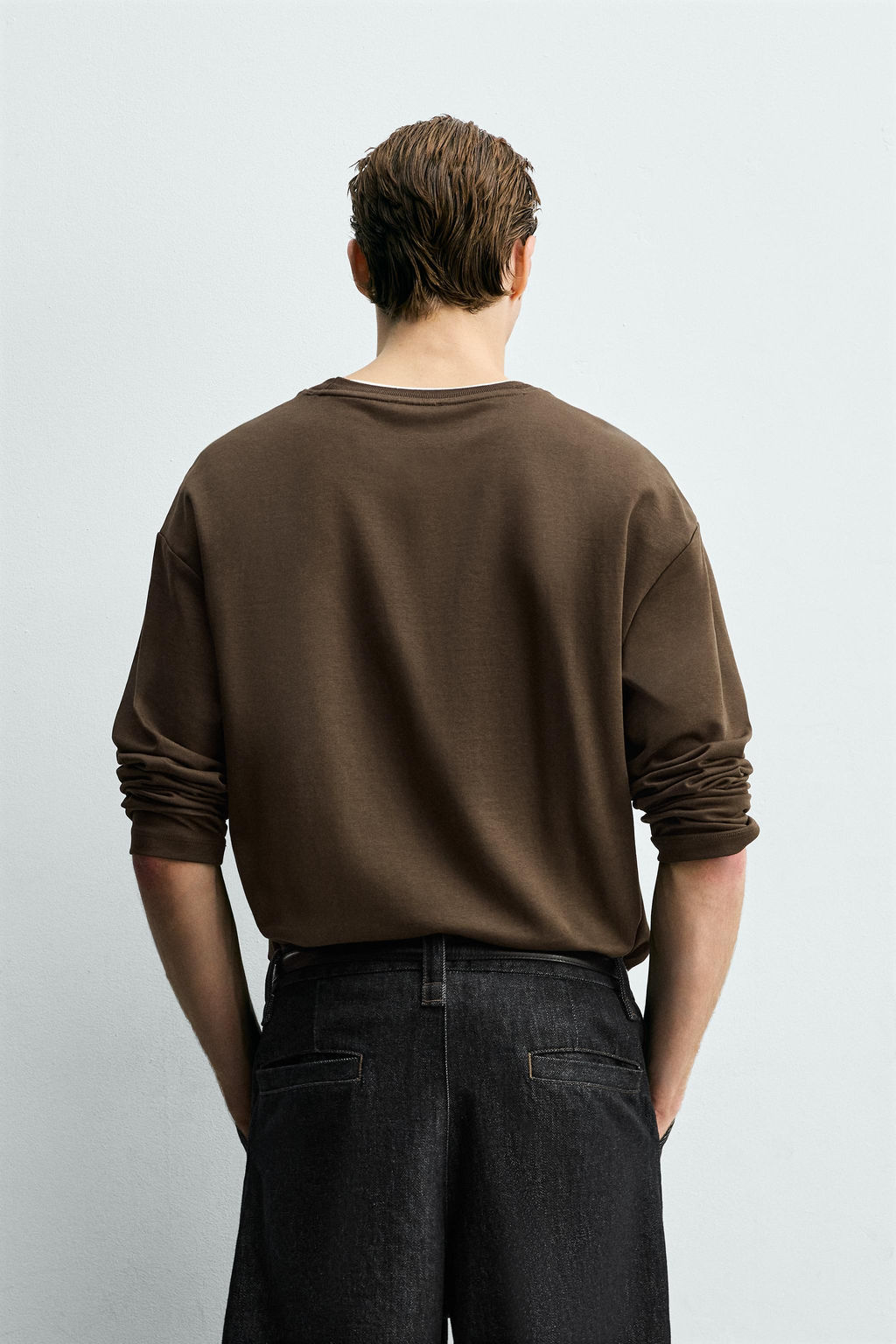 T-SHIRT WITH CONTRAST DOUBLE-LAYER HEMS - Zara фото 3