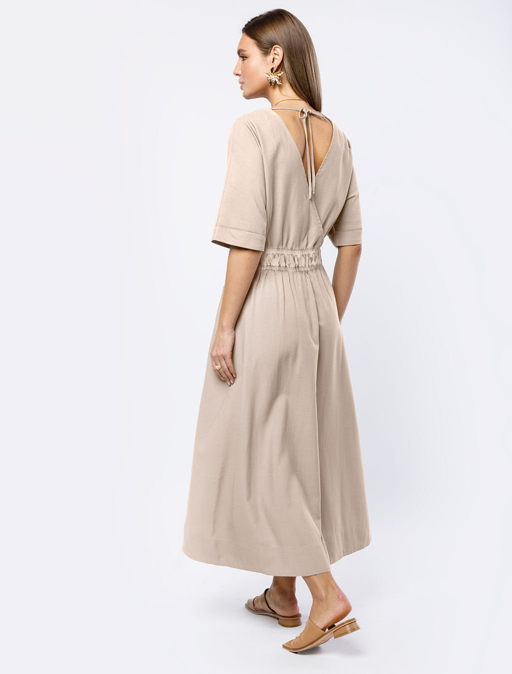 VILATTE / Платье из плотного лиоцелла с поясом на резинке  фото 4