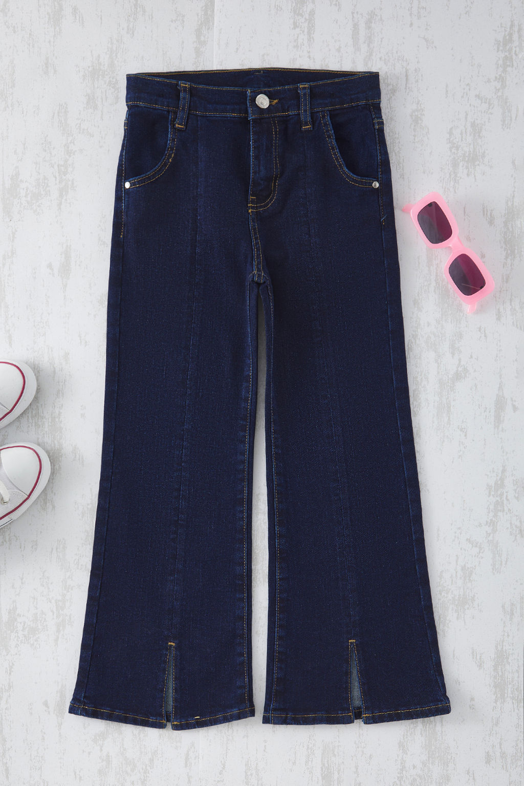 Ac?k Mavi K?z Cocuk Genis Paca/Flare Lastikli Denim Jeans TKDSS25JE00003 - Trendyolmilla фото 9