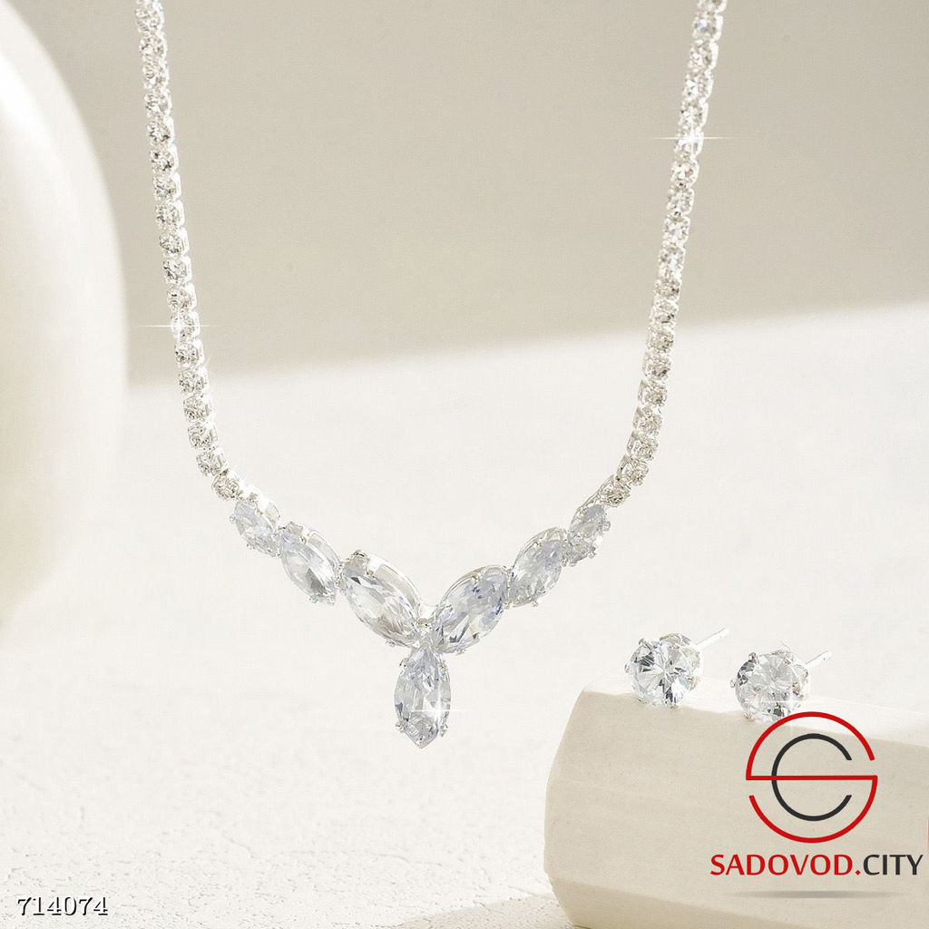 Комплект колье и серьги гвоздики бижутерия вечерняя - Bruno фото 6