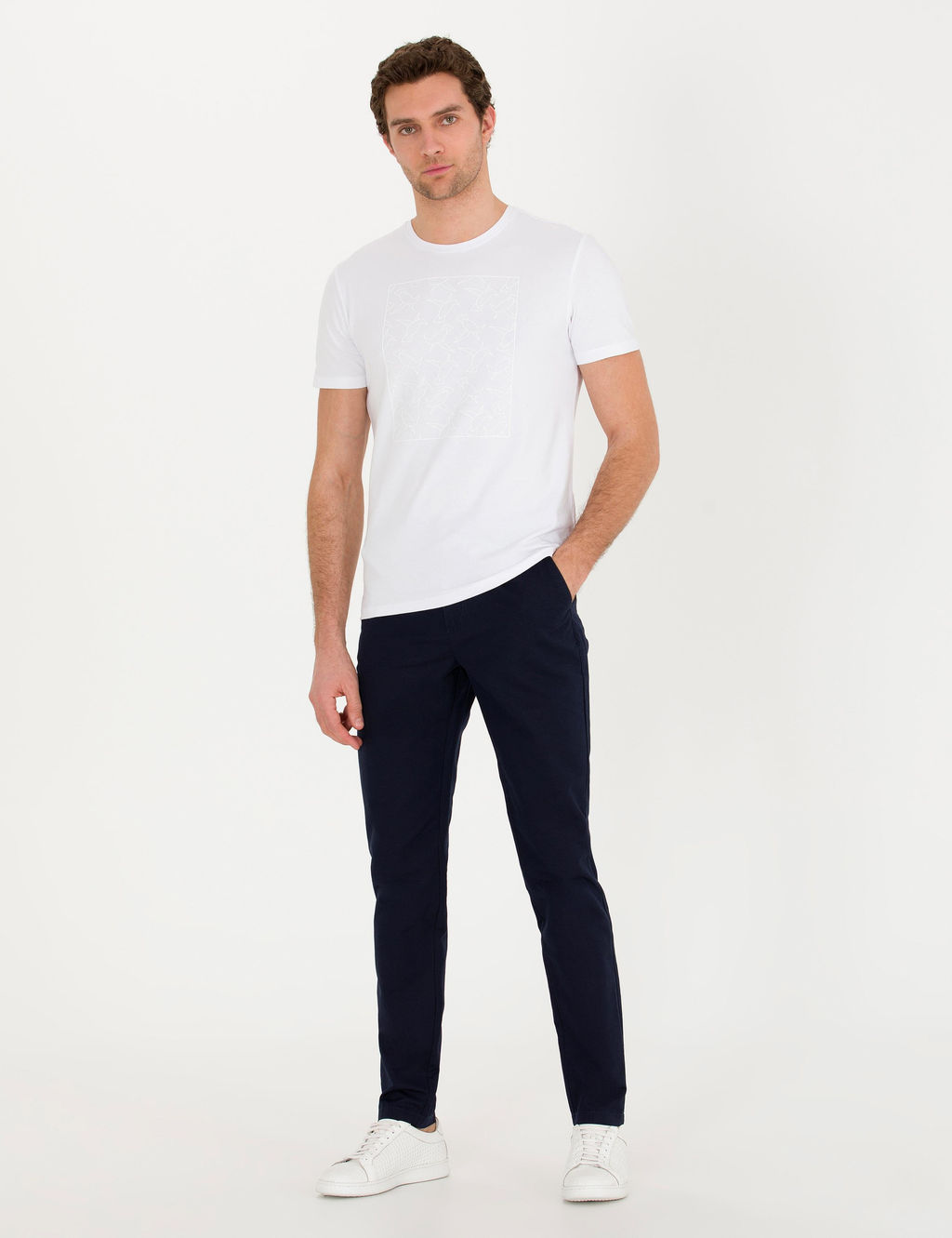 Темно-синие брюки из льняной ткани морковного кроя - Cacharel фото 3