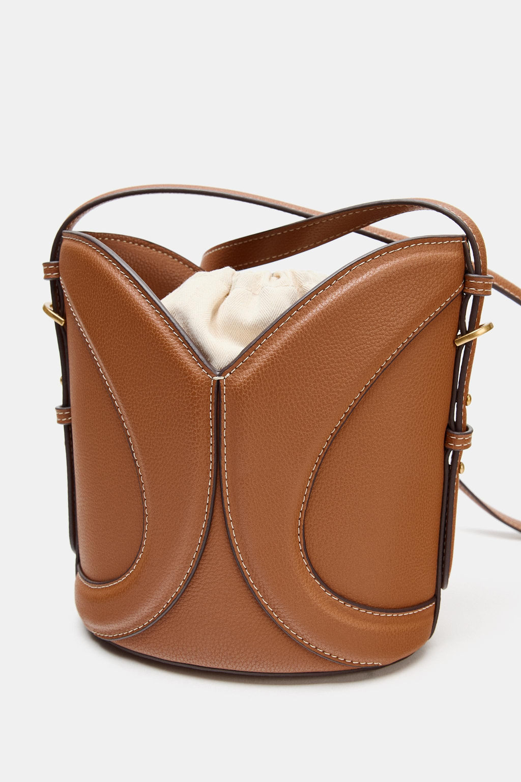 BOLSO MINI SACA PESPUNTES / Tostado oscuro - Zara фото 2