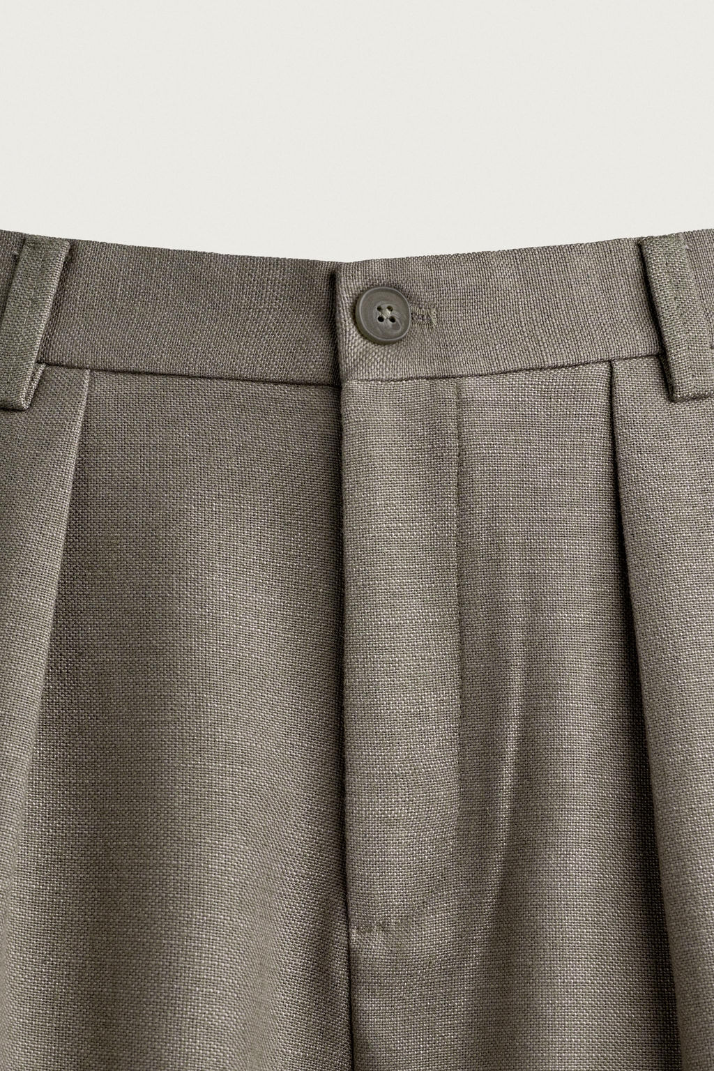 PANTAL?N RELAXED FIT ESTRUCTURA PLIEGUES / Verde gris - Zara фото 8
