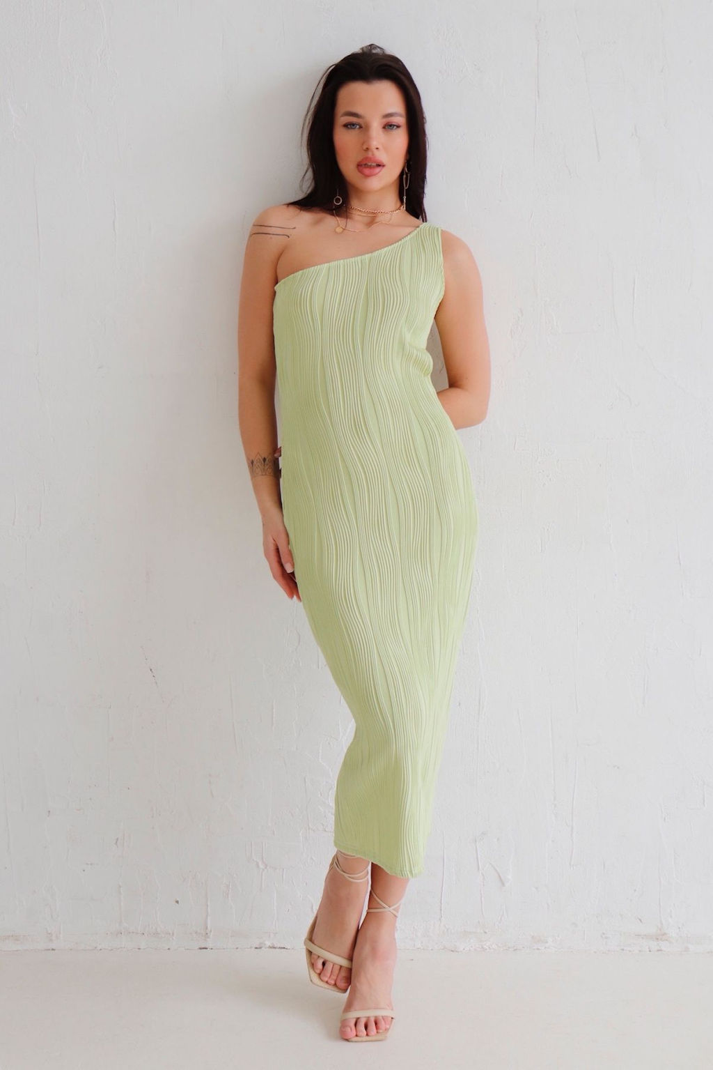 12605 Платье асимметричное фисташковое - Martichelli фото 9