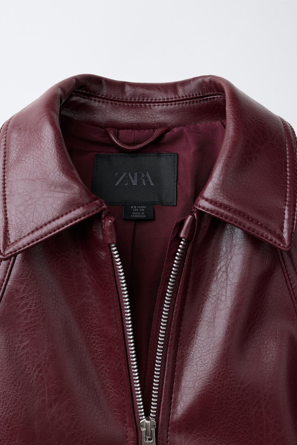 CAZADORA BOMBER EFECTO PIEL / Burgundy - Zara фото 8