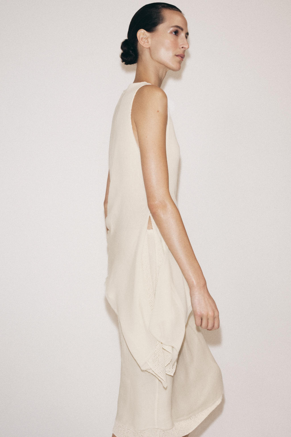 FALDA MIDI EFECTO DOBLE / Crudo - Zara фото 4