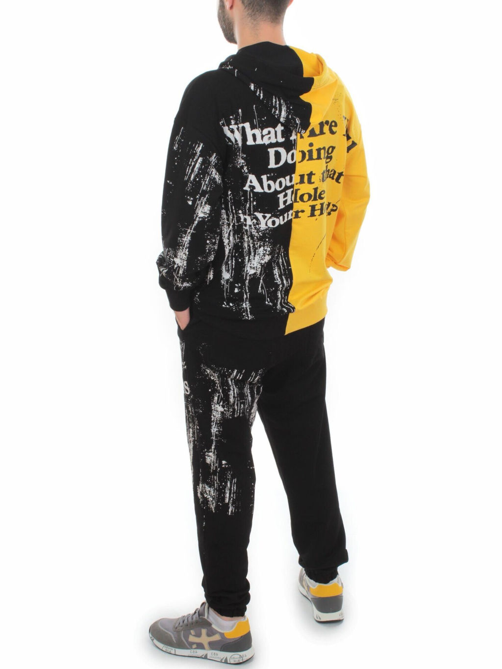 2630/7349 BLACK/YELLOW Костюм спортивный мужской (75% хлопок, 20% полиэстер, 5% спандекс) - Fashion фото 5