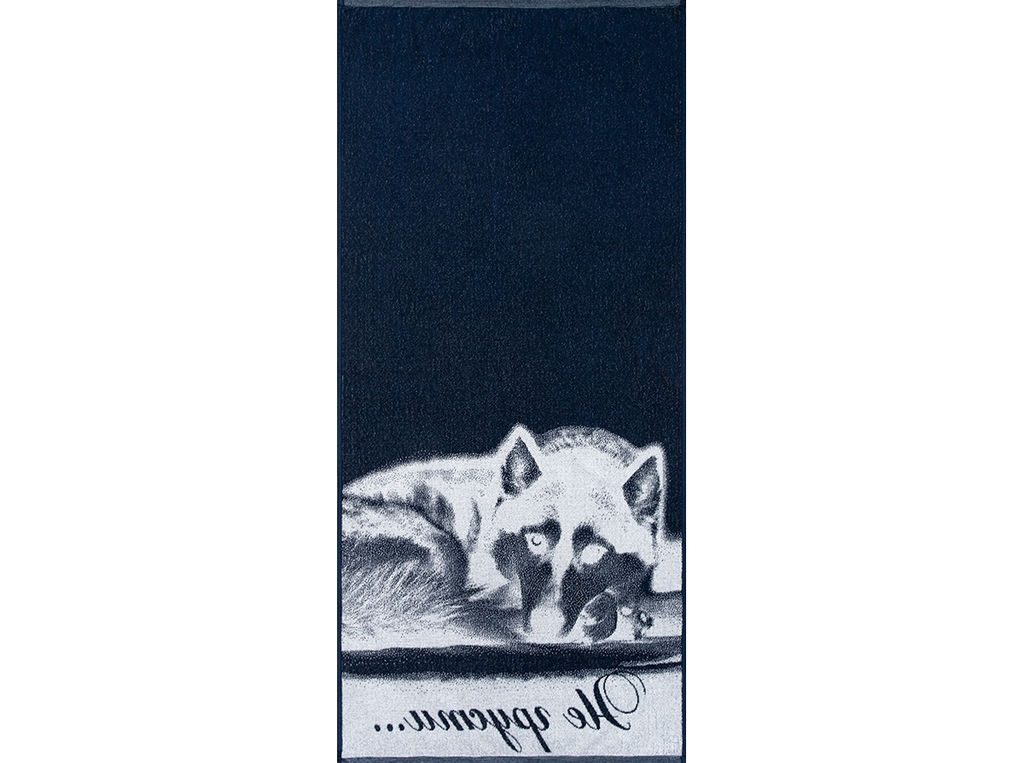 Полотенце махровое 6с102.411ж1 Не грусти (темно-синий2) 67х150см