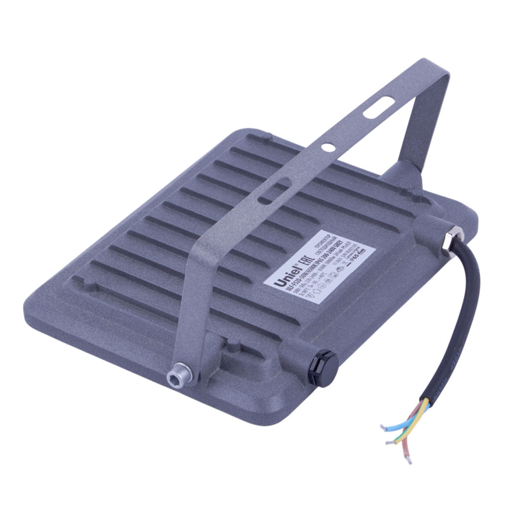 ULF-F52D-50W/6500K IP65 200-240V GREY Прожектор светодиодный. Дневной свет (6500K). Угол 90 градусов. Корпус серый. TM Uniel