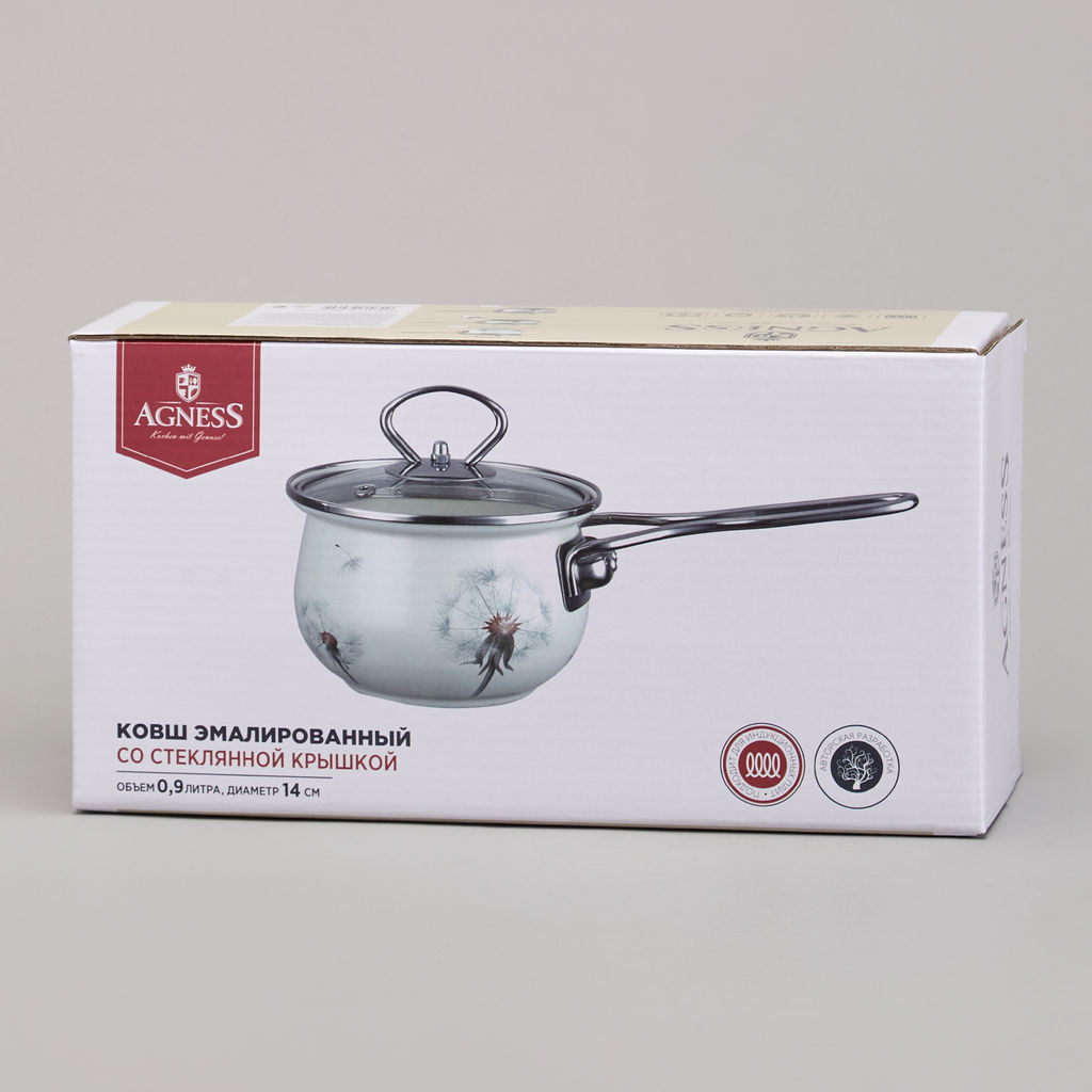 КОВШ ЭМАЛИРОВАННЫЙ СЕРИЯ DANDELION 0,9Л, ДИА 14 СМ - Agness фото 2