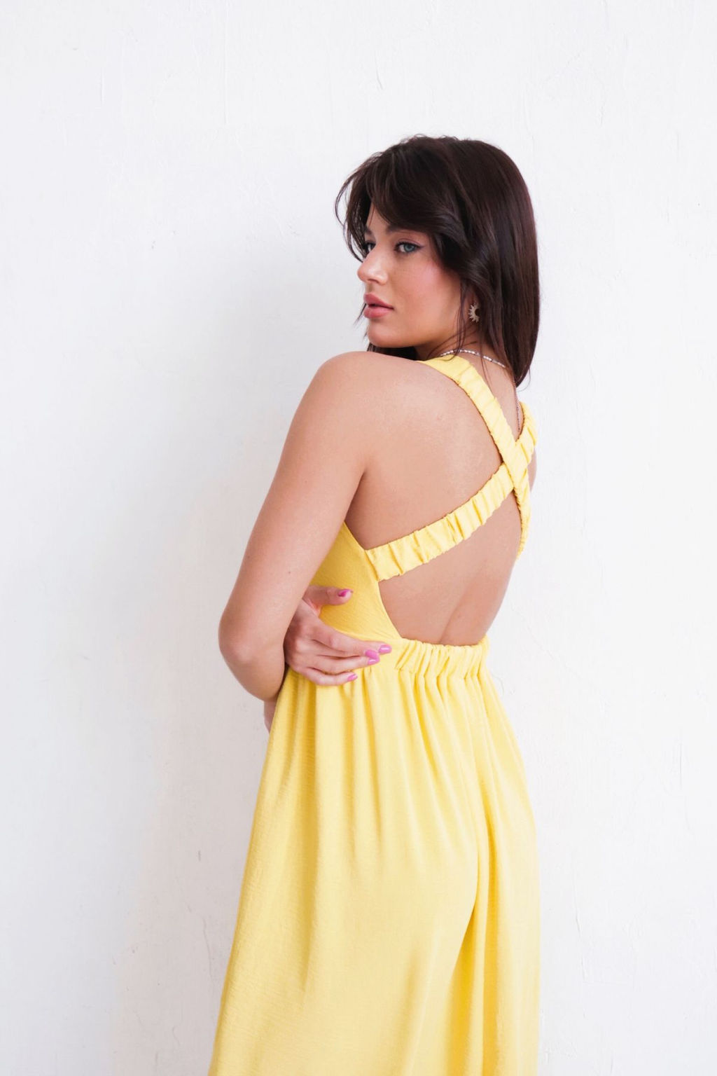 Платье с перекрещенными бретелями жёлтое - Martichelli фото 10