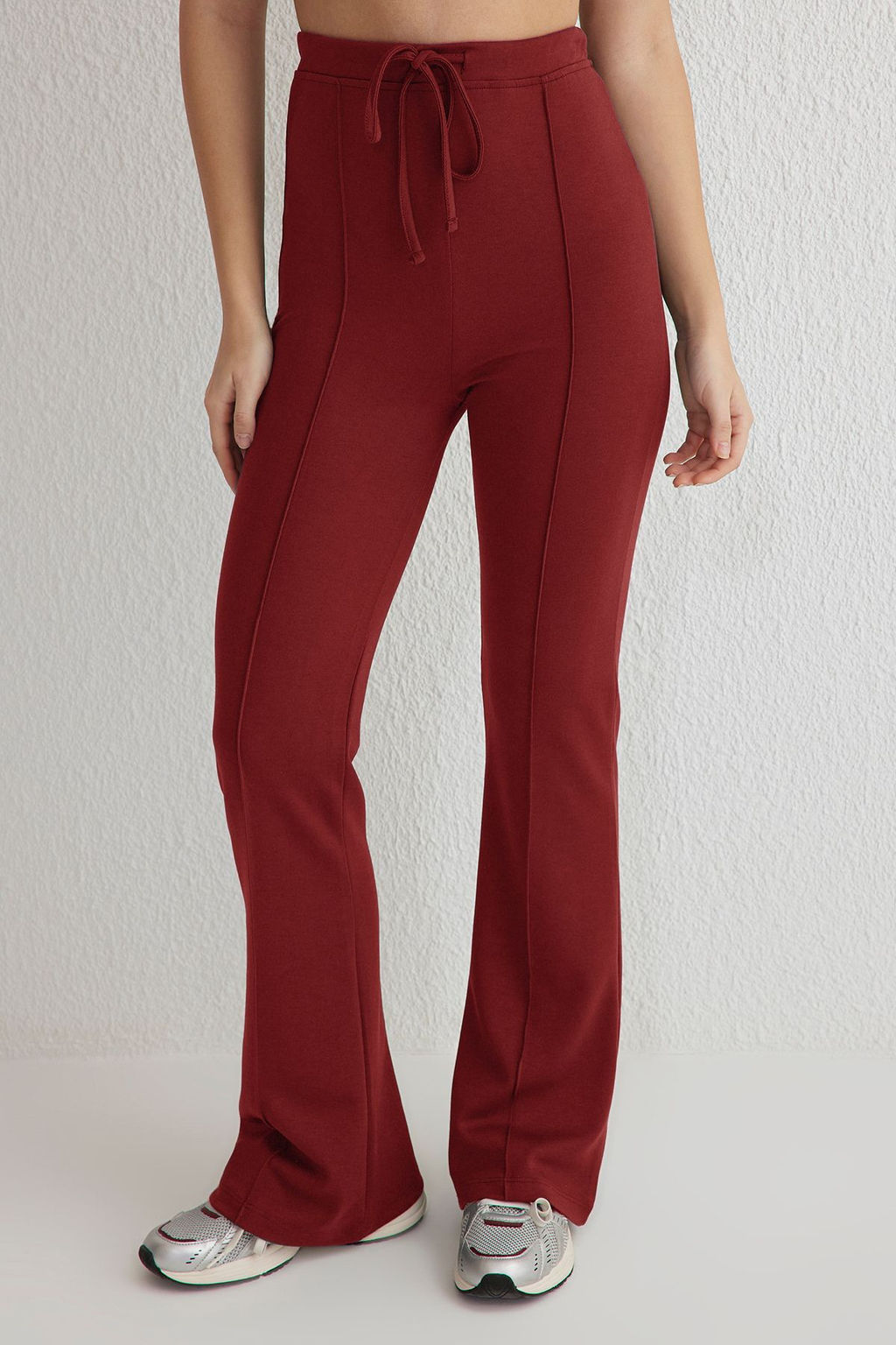 TRENDYOLMILLA Kiremit Baglama Detayl? Interlok Wide leg Esnek Orme Pantolon TWOSS25PL00060  фото 3