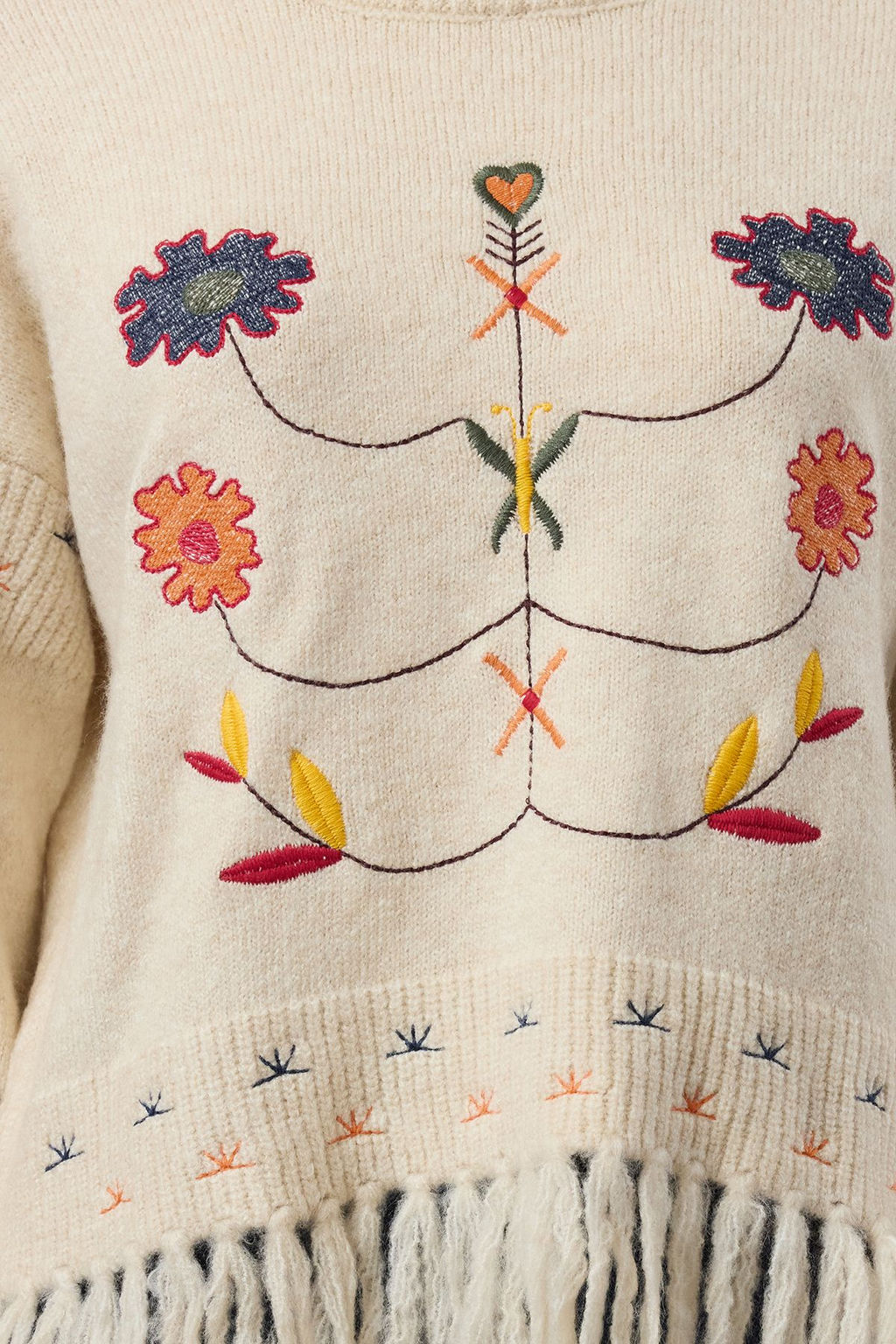 Ekru Yumusak Dokulu Puskullu Nak?s Islemeli Triko Kazak TWOAW25KZ00396 - Trendyolmilla фото 4