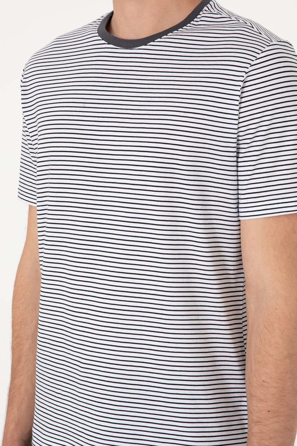 Erkek Regular Fit Bisiklet Yaka Siyah _izgili Ti__rt Sepette S_rpriz _ndirim - U.s. polo assn фото 7