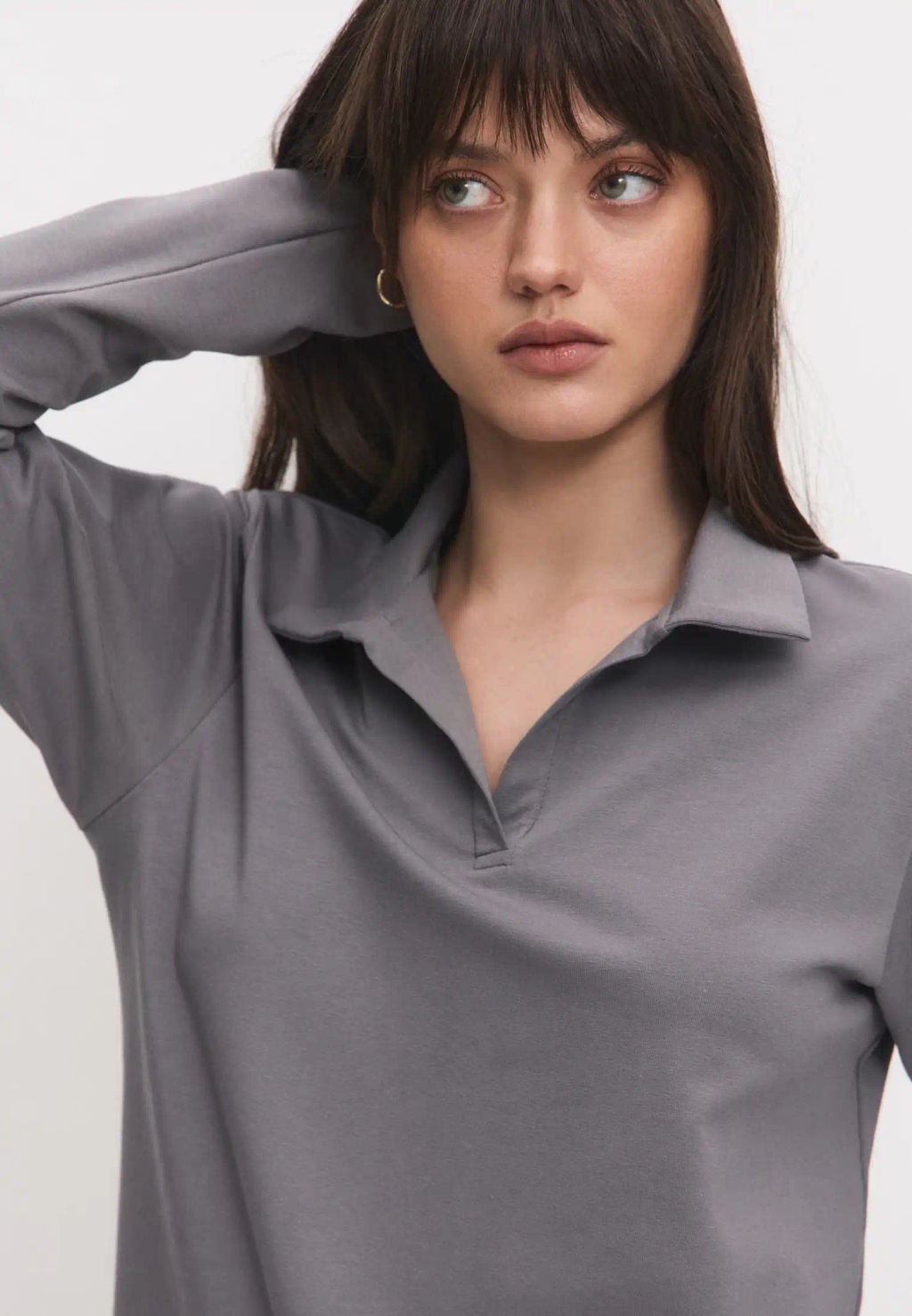 Лонгслив-поло 26204-536 серый