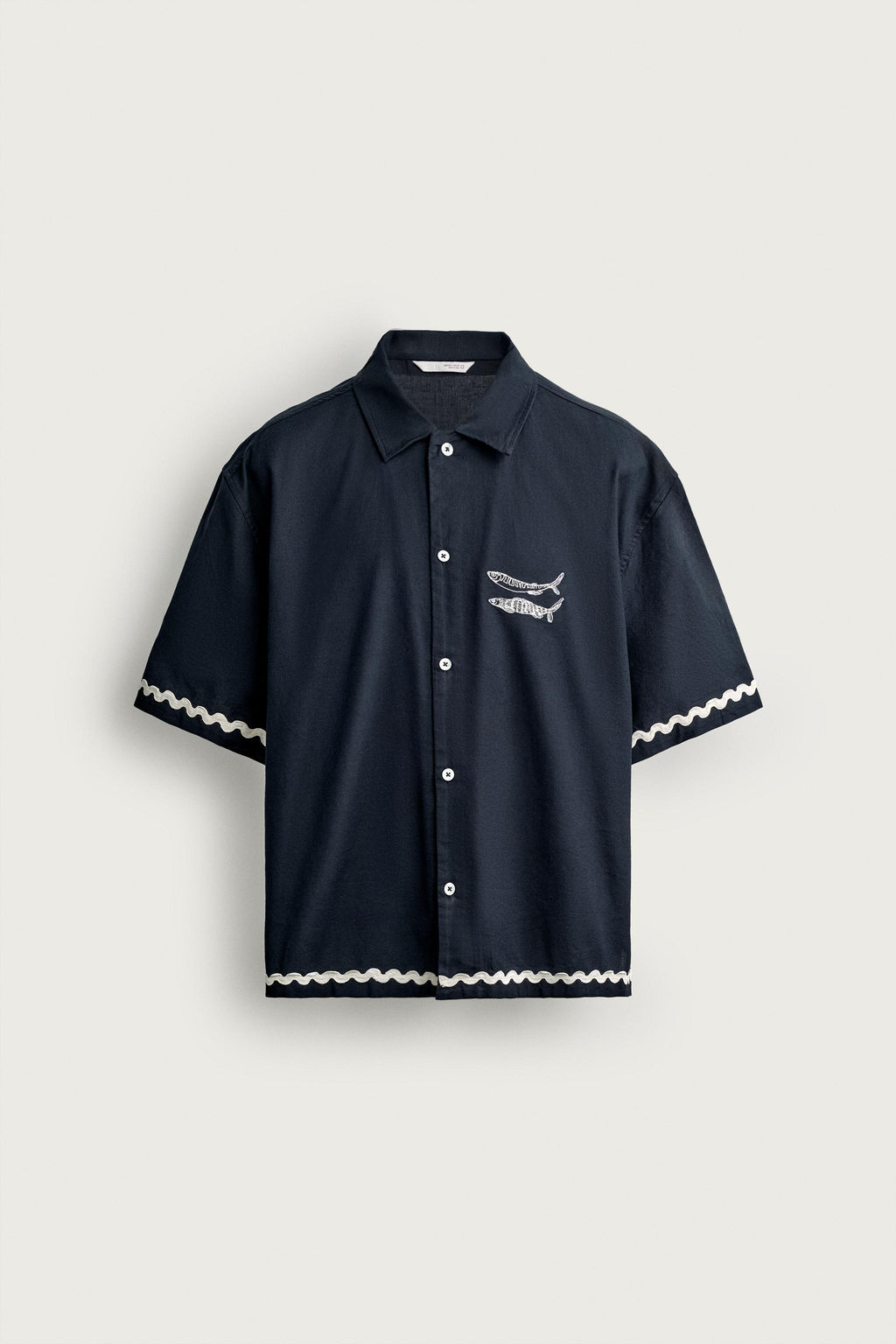 CAMISA RELAXED FIT BORDADO PECES / Marino - Zara фото 6
