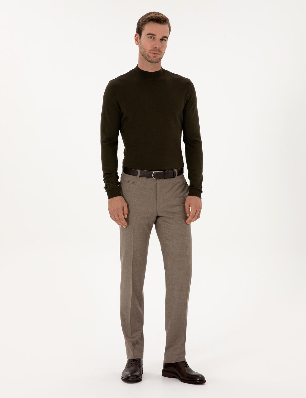 Haki Slim Fit Basic Kazak - Cacharel фото 4