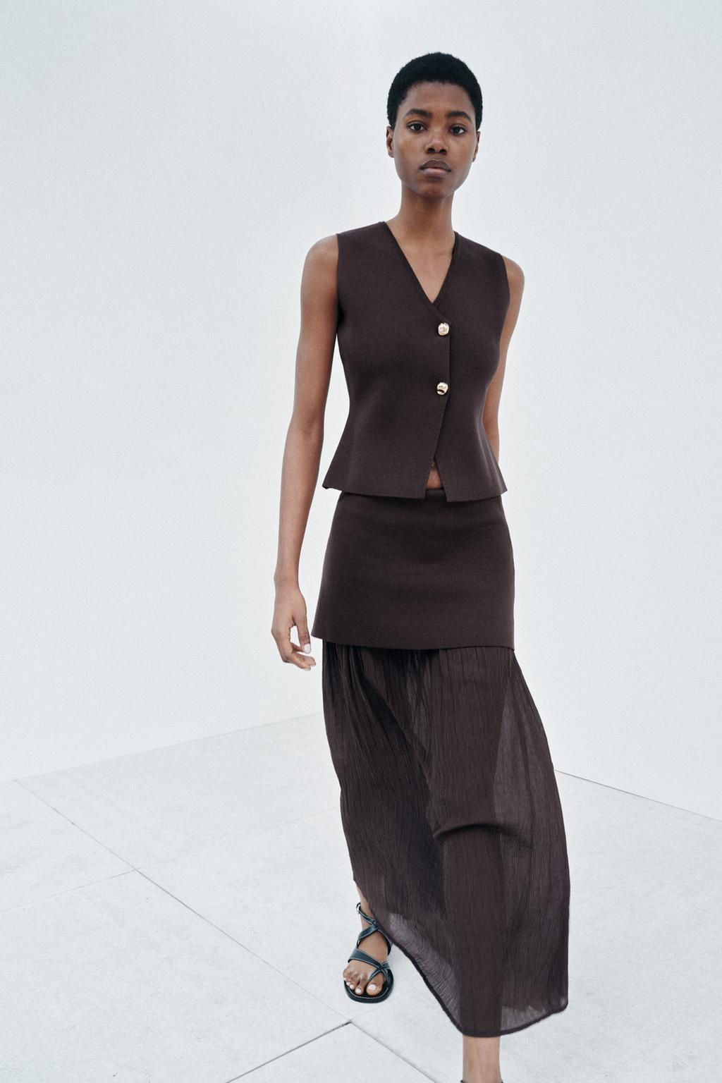 COMBINED PLEATED KNIT SKIRT - Zara фото 22