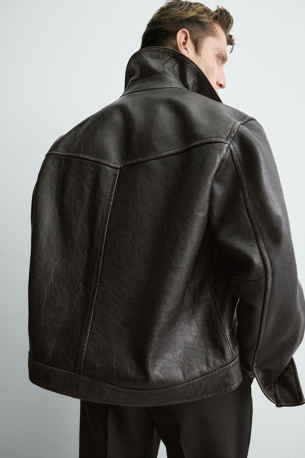 VINTAGE-EFFECT WASHED LEATHER JACKET LIMITED EDITION - Zara фото 5