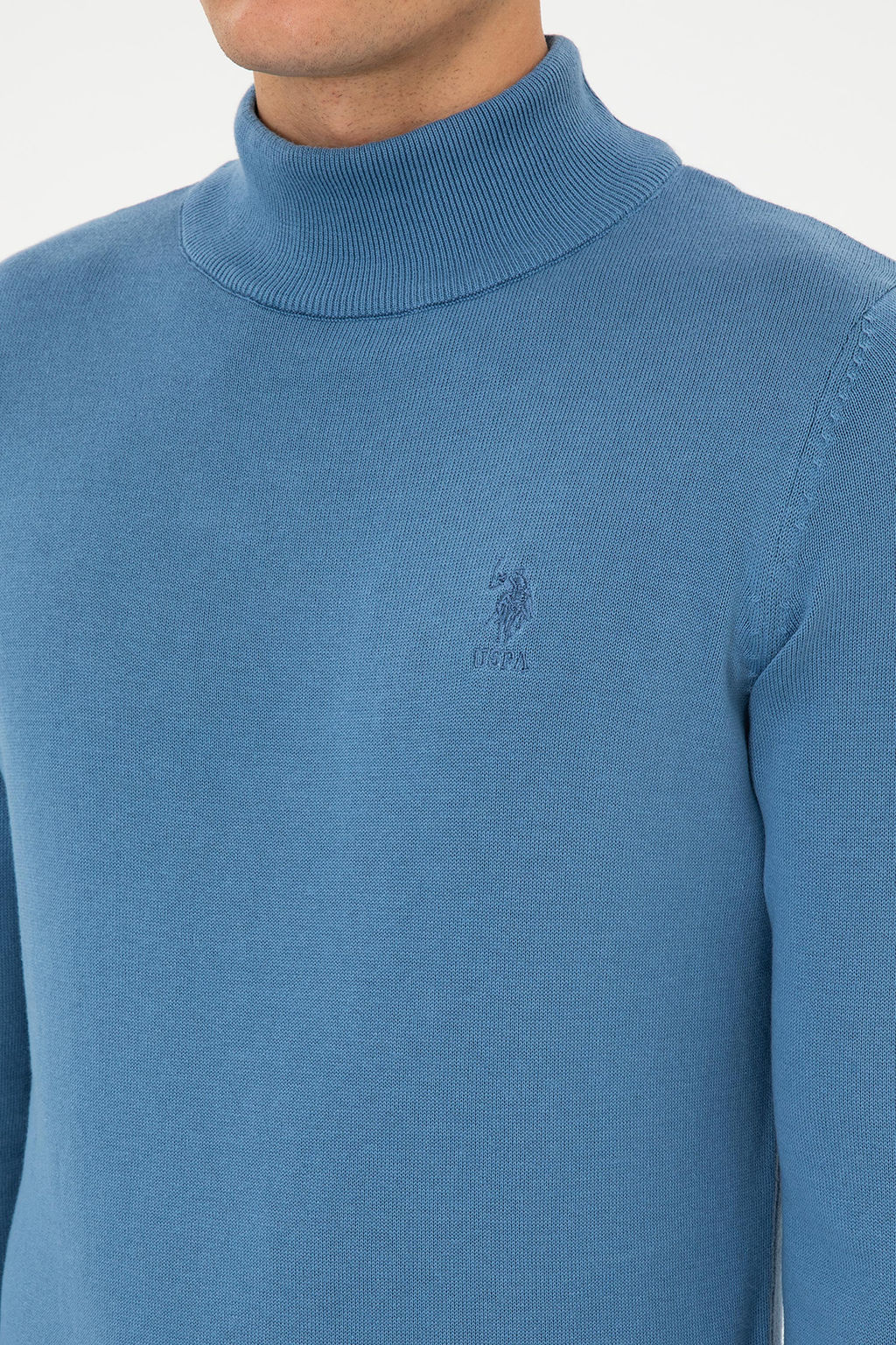 Erkek Slim Fit Yar_m Bal_k__ Yaka Saks Basic Kazak - U.s. polo assn фото 14