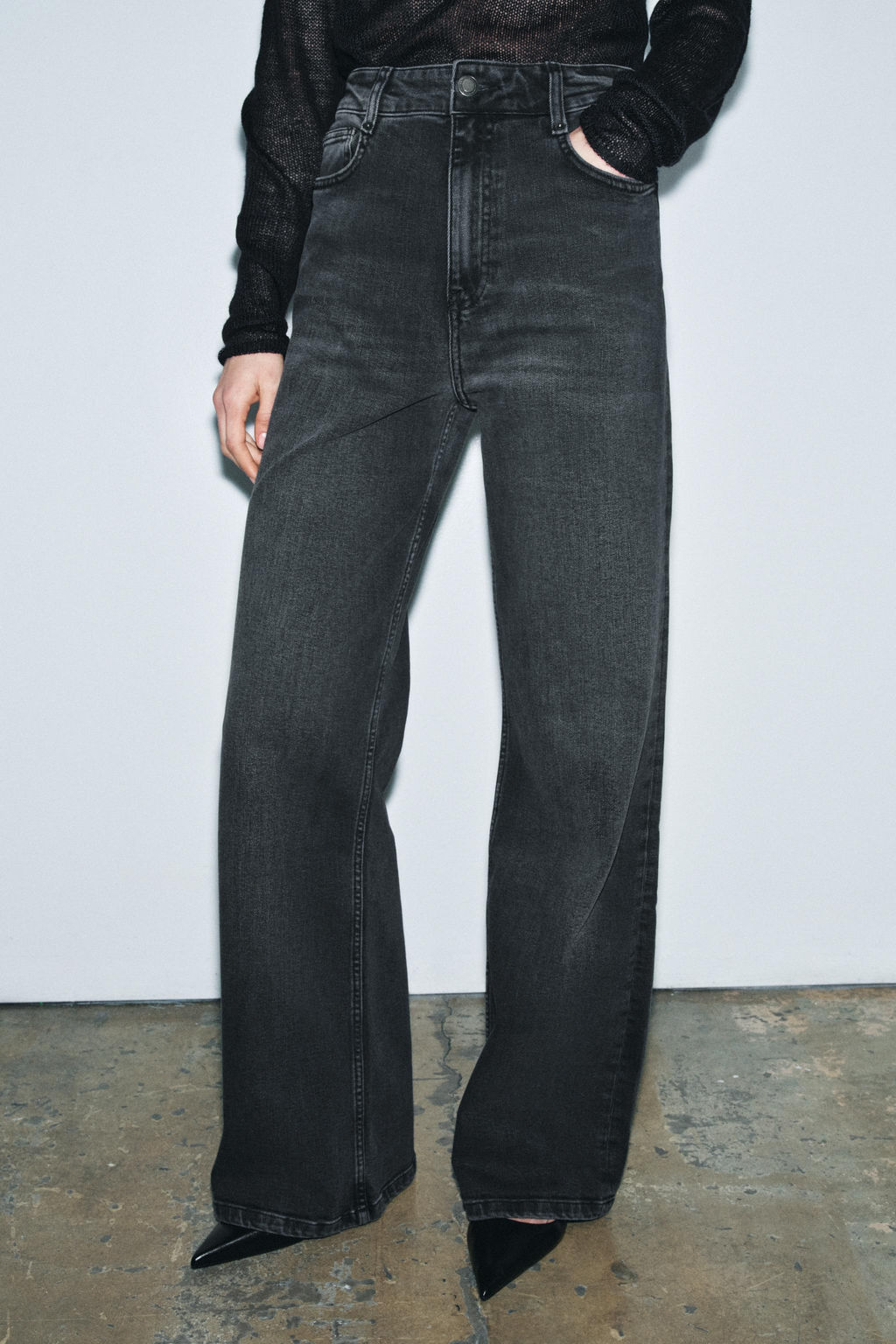 JEANS ZW COLLECTION WIDE LEG TIRO ALTO / Gris - Zara фото 2