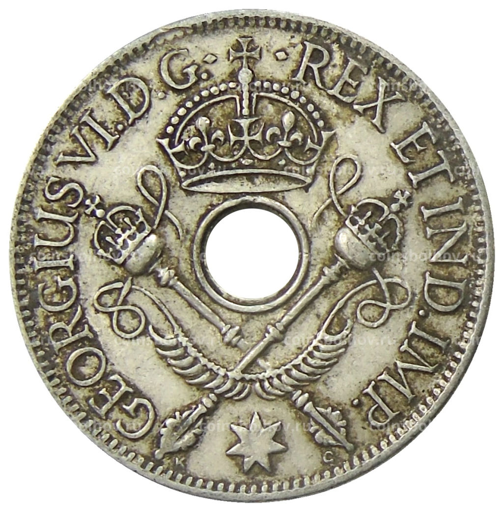 Монета 1 шиллинг 1938 года Британская Новая Гвинея