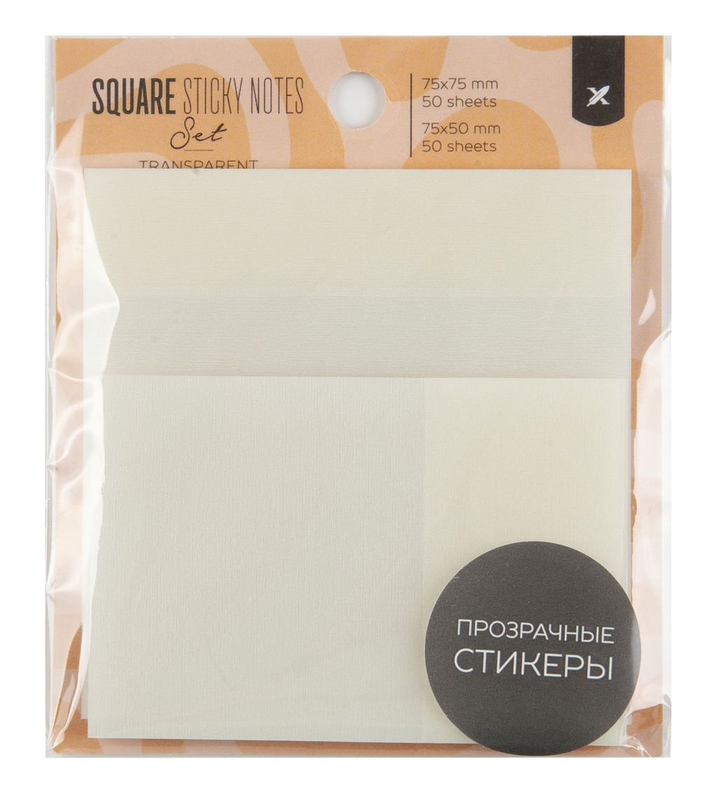 Блок самоклеящ. прозрачный LOREX TRANSPARENT SET 75x75 мм, 75x50 мм 2 шт 50 л. прозр. 1 цв. 0,05 мм