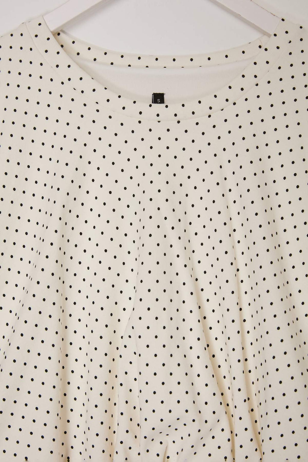 Ekru Puantiyeli Regular/Normal Kal_p B_zg_l_ Balon Crop Pamuklu Esnek _rme T-shirt TWOSS26TS00306 - Trendyolmilla фото 7