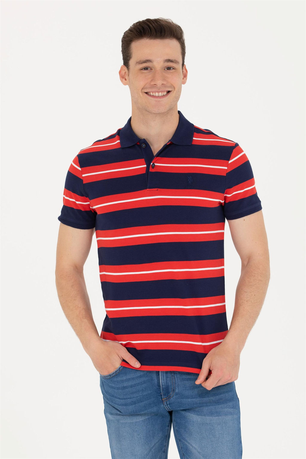 U. S. Polo Assn Мужская темно-синяя футболка с воротником-поло - U.s. polo assn фото 8