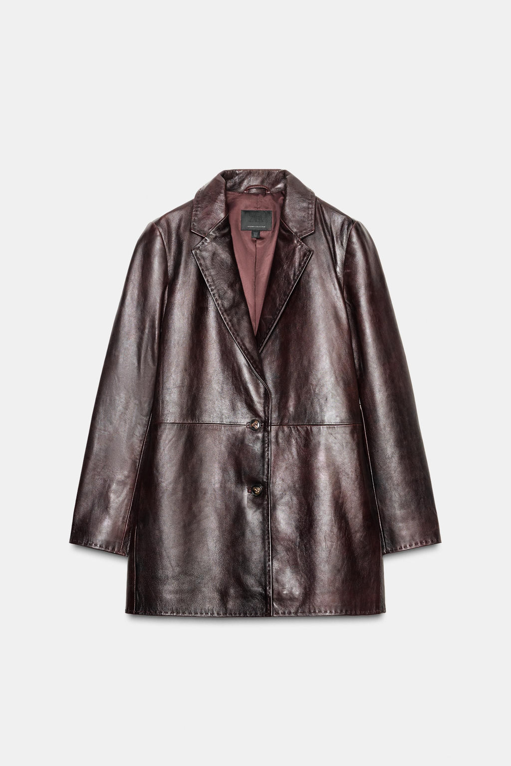 100% LEATHER STITCHED COAT - Zara фото 6