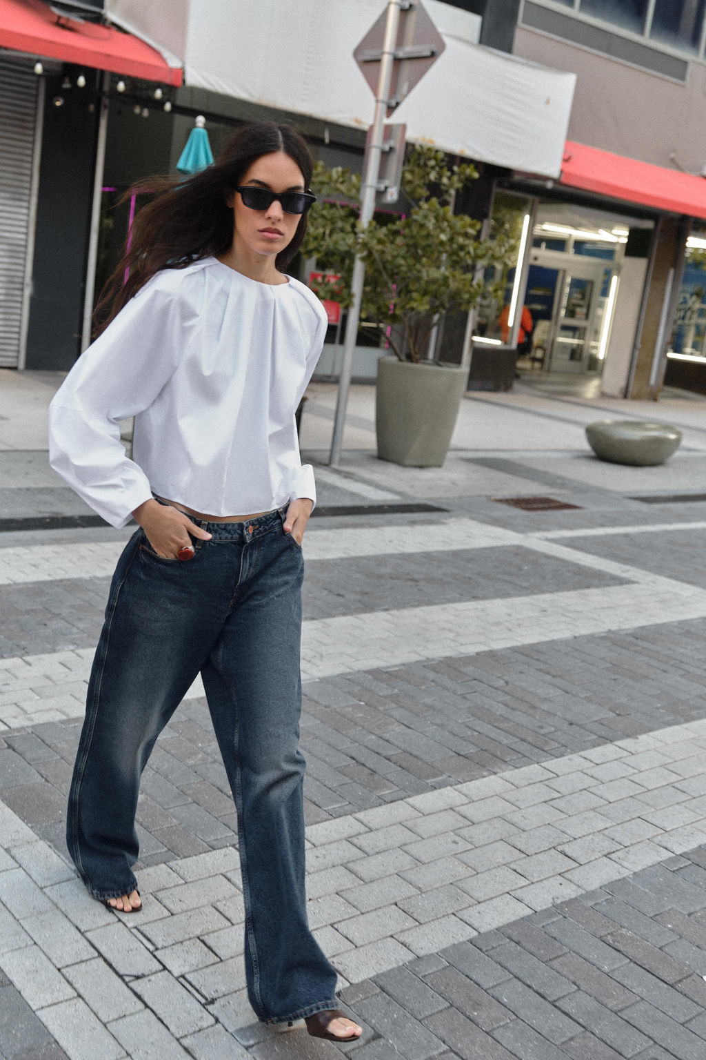 CAMISA POPEL?N GLOBO / blanco