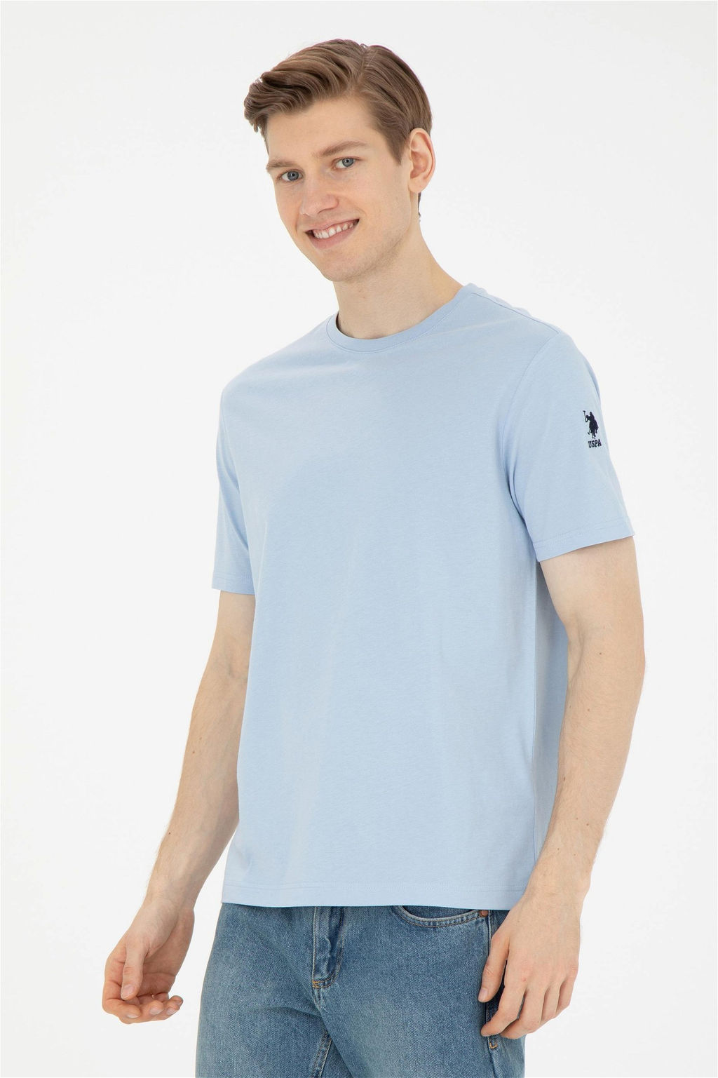 Мужская голубая базовая футболка - U.s. polo assn фото 3