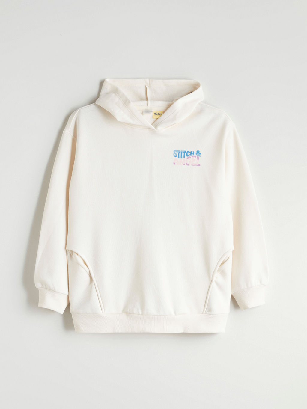 Kap??onlu Stitch ve Angel Bask?l? K?z ?ocuk Sweatshirt