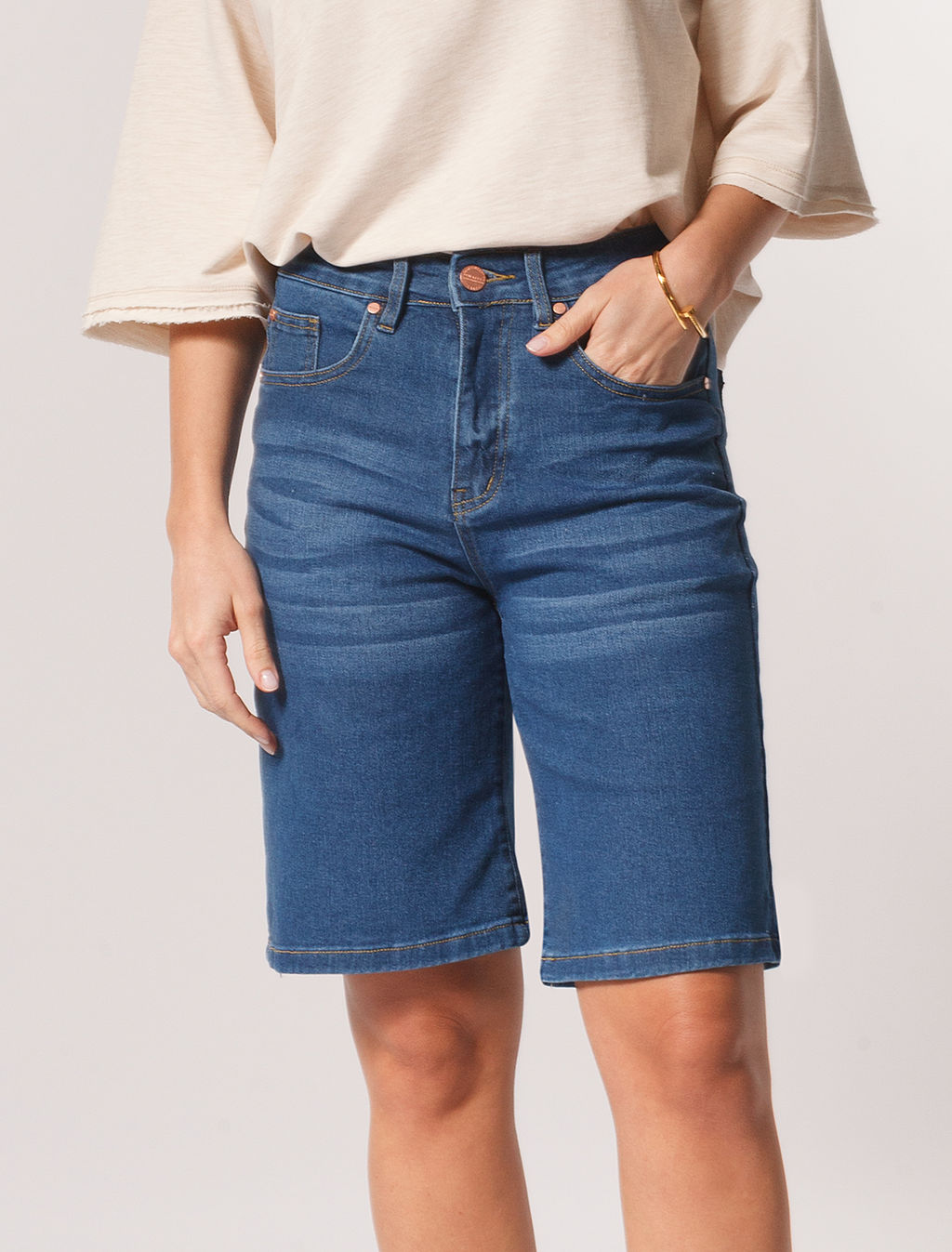 VILATTE / Джинсовые эластичные шорты  фото 8