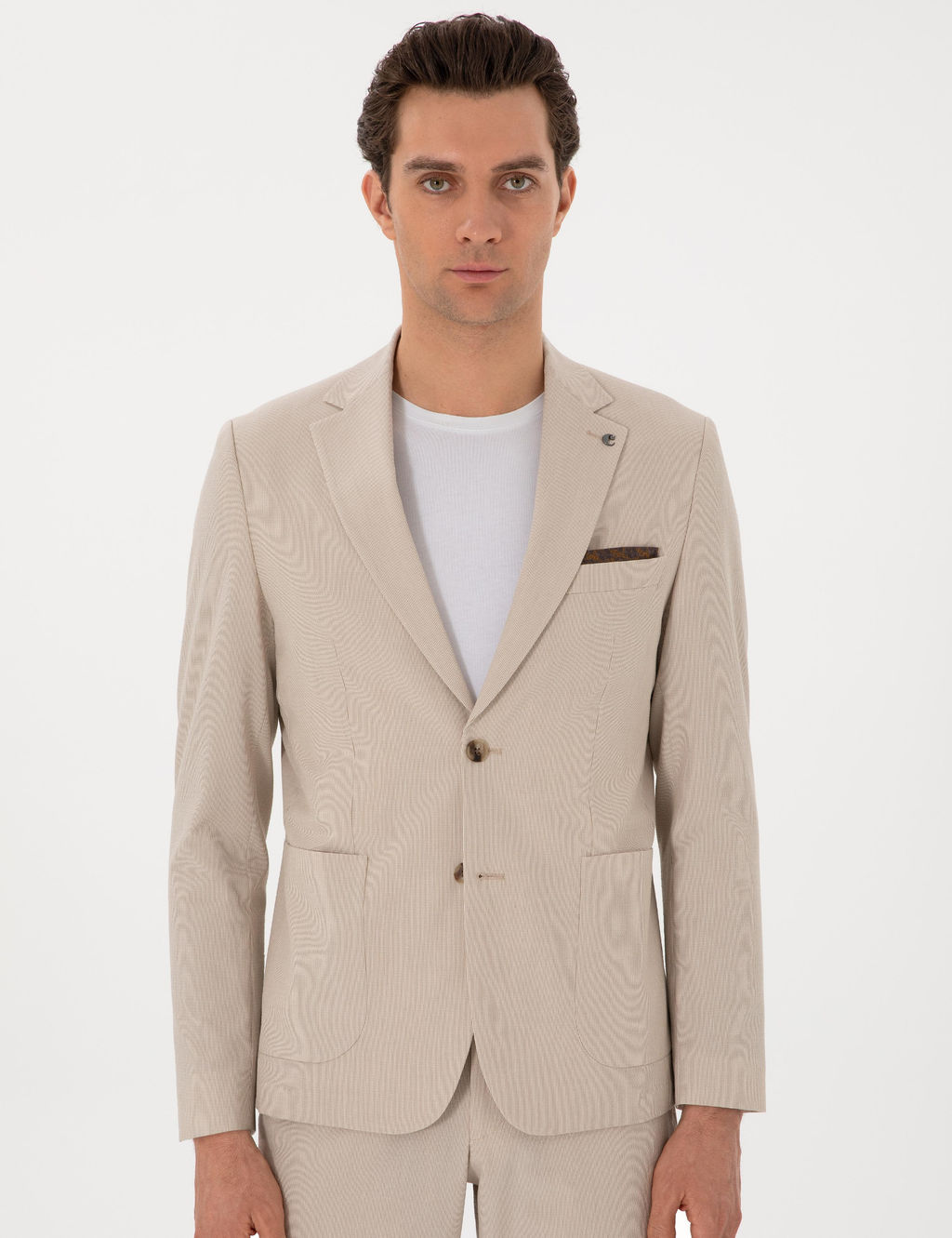 Bej Slim Fit Tak_m Elbise - Cacharel фото 3