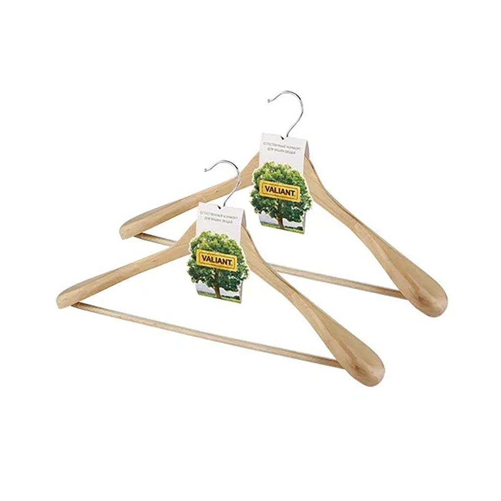 VAL 19708S2 Набор вешалок дерев., 2 шт., с расшир. плеч. и переклад., 44.5*23*5.8 см, натур. цвет, шт - Valiant фото 6
