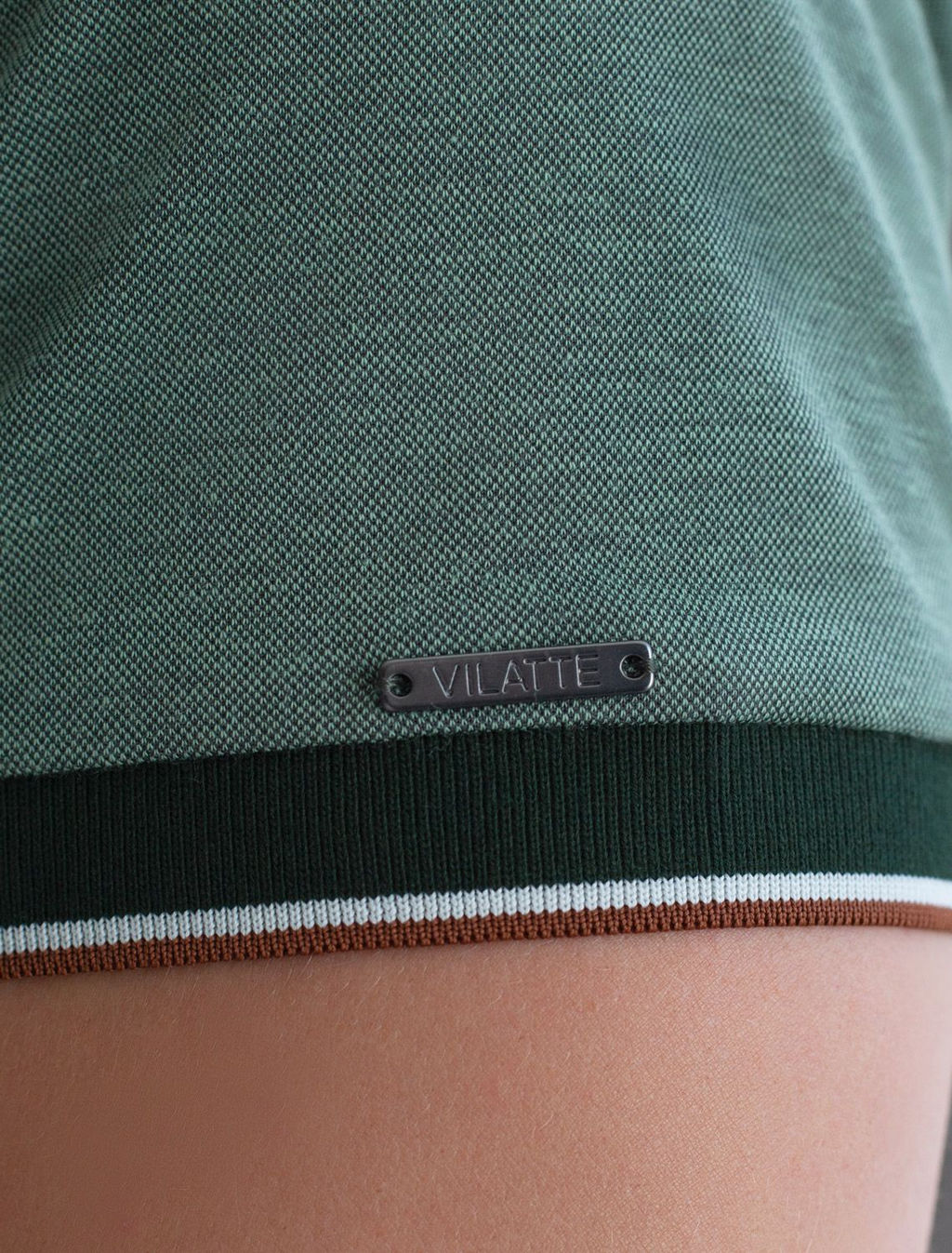 Футболка поло с воротником на пуговицах из полотна пике с меланжевым плетением с эластаном - Vilatte фото 2