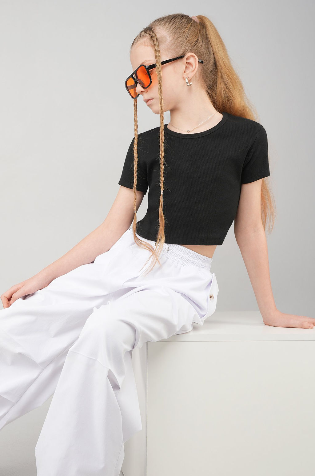 Укороченная футболка в рубчик для девочки Happyfox фото 6