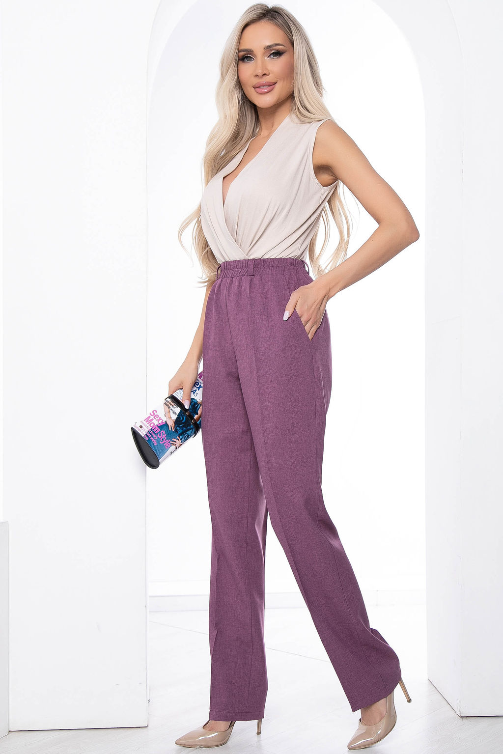 Брюки Деловой взгляд (брусника) Б8803 - Lt collection фото 4