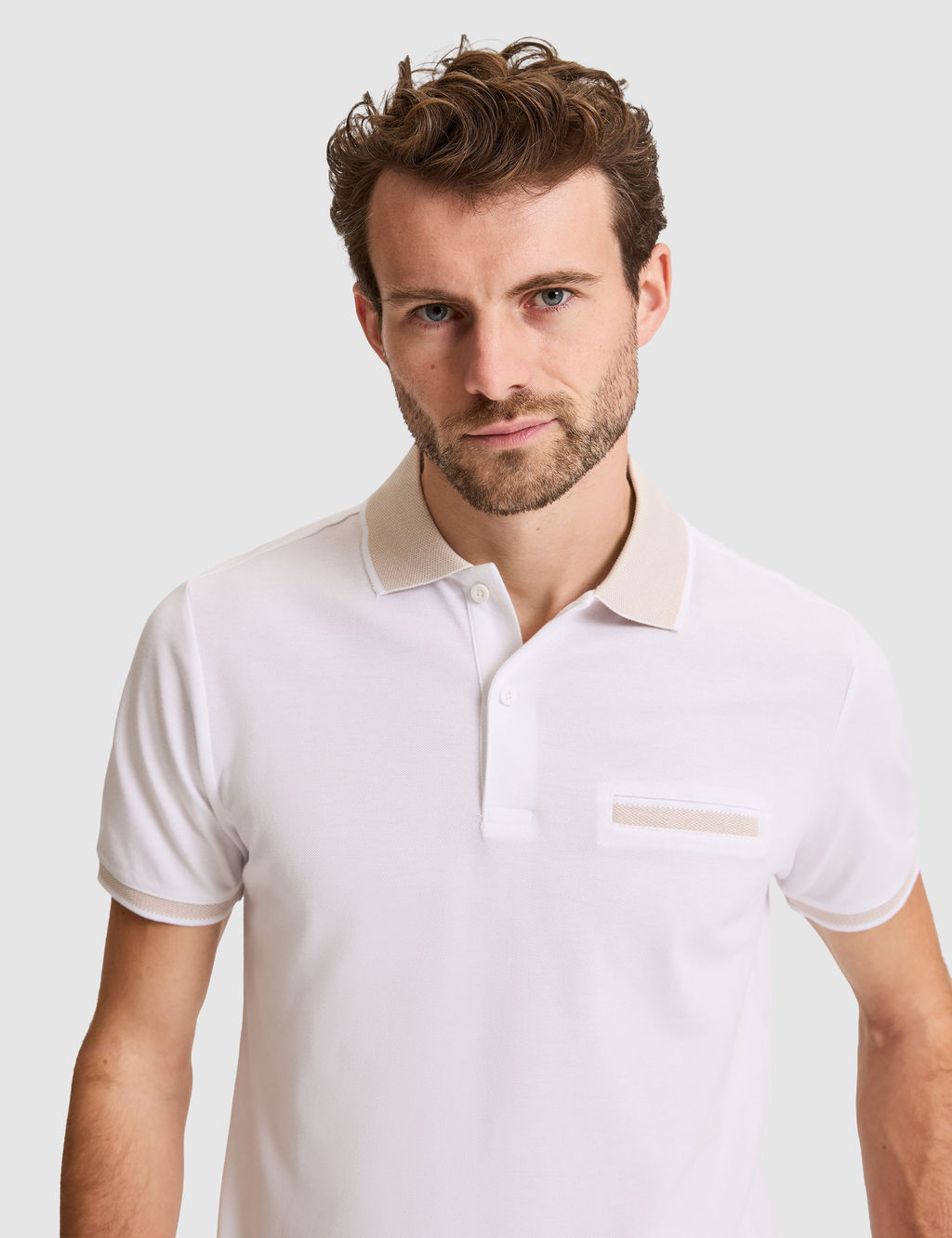 Beyaz Slim Fit %100 Pamuk D__meli Polo Yaka Ti__rt