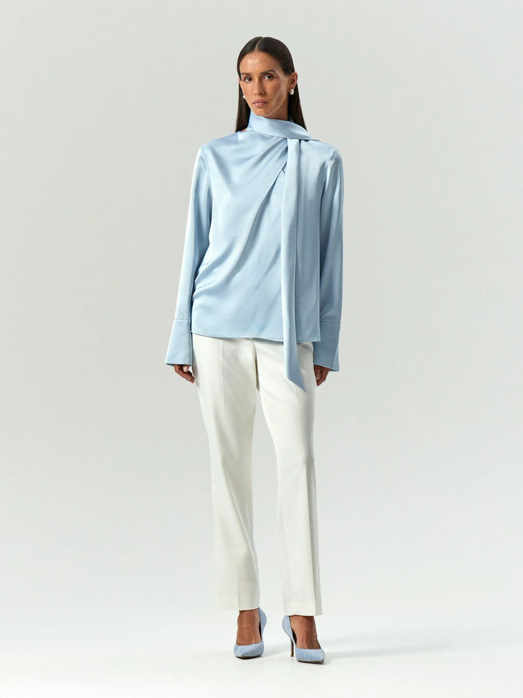 Блузка из вискозы с воротником-бантом, B3190/pegas