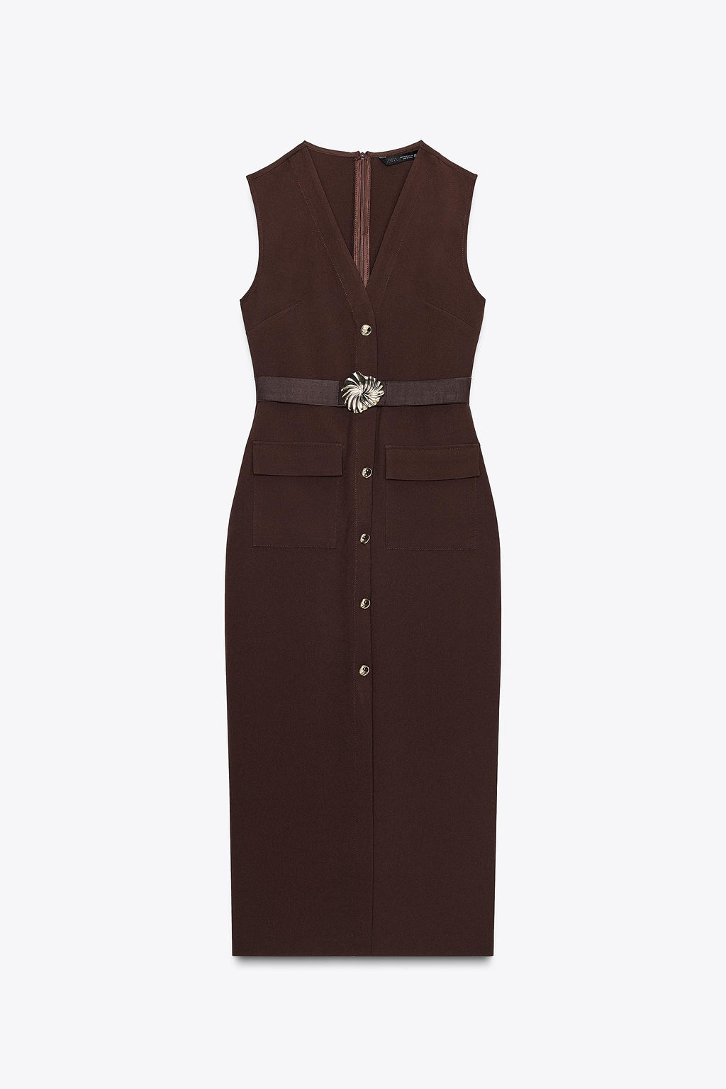 BELTED CREPE MIDI DRESS - Zara фото 15