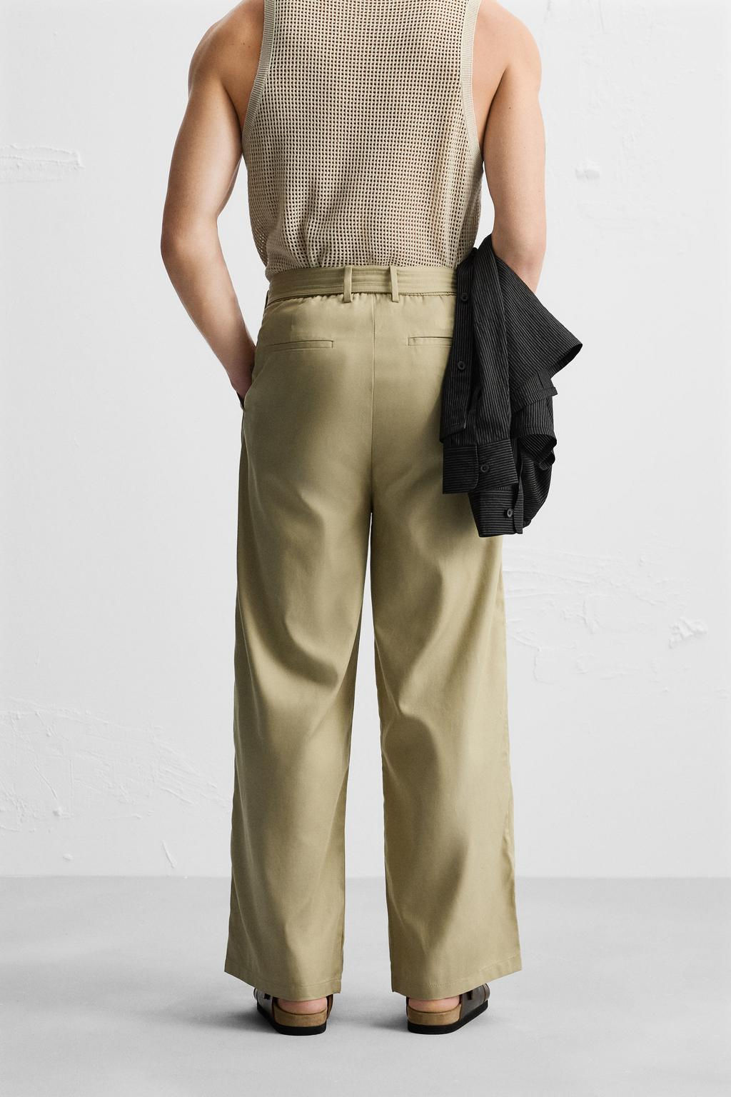 LYOCELL - COTTON TROUSERS WITH BELT - Zara фото 4