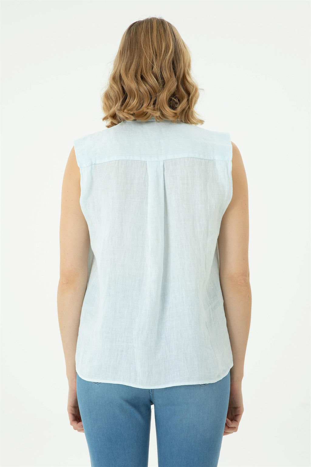 Женская голубая рубашка с коротким рукавом Неожиданная скидка в корзине - U.s. polo assn фото 5