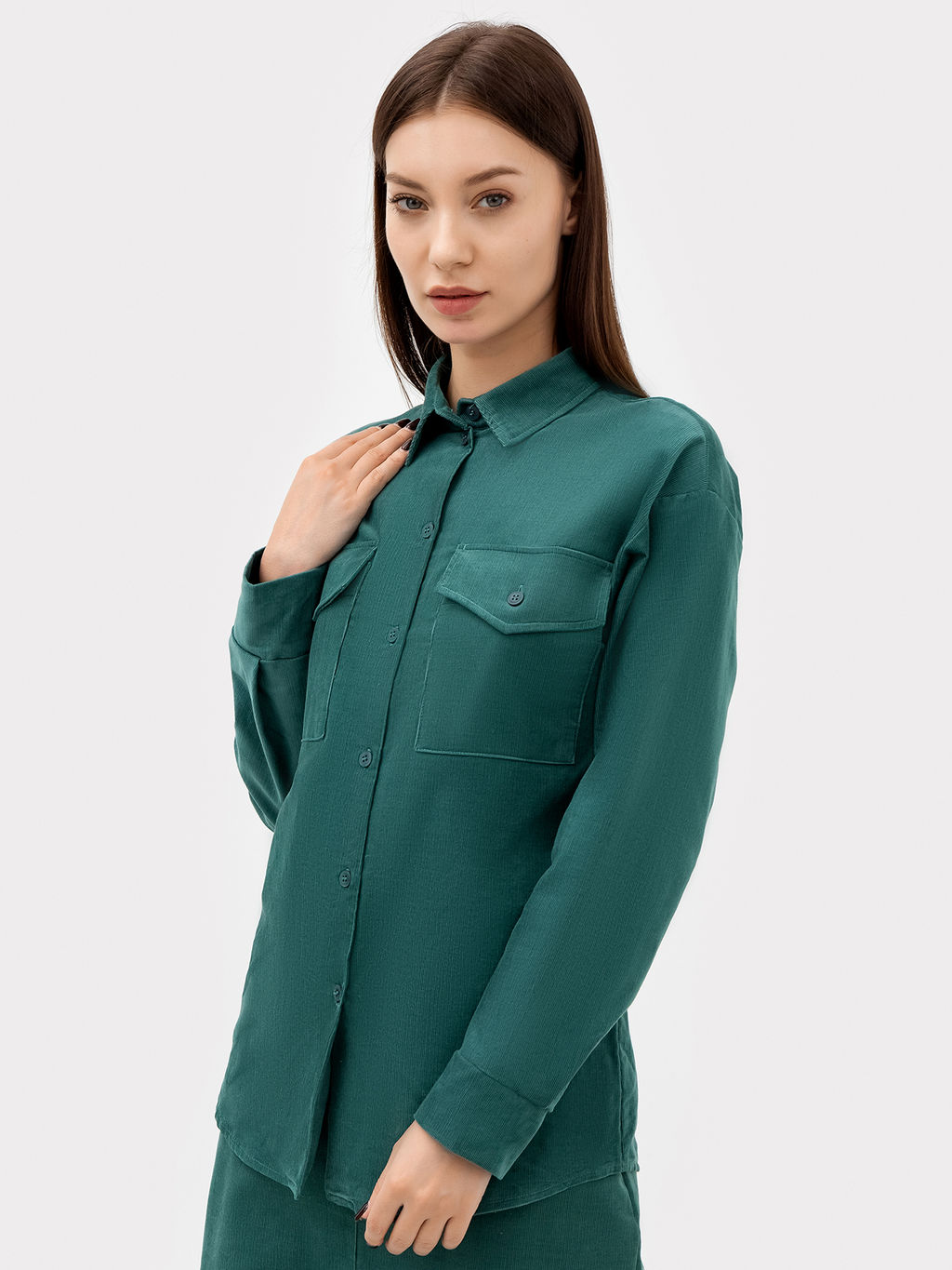 Рубашка женская в пыльно-изумрудном цвете т.пыльно -изумрудный 122897/1 - Mark formelle фото 2